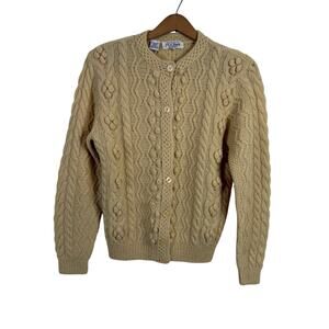 Vintage 80s Jos A Bank Clothiers Women 100% Wool Cardigan Sweater Size Small